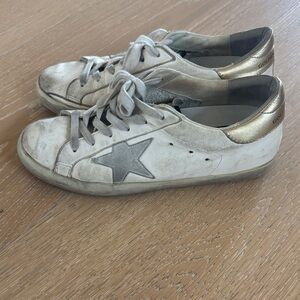 Golden Goose Cream and Gold Star Sneakers